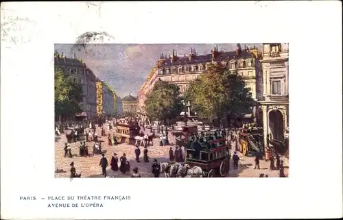 Künstler Ak Paris I, Place du Theatre Francais, Avenue de l'Opera, Tuck 141 3