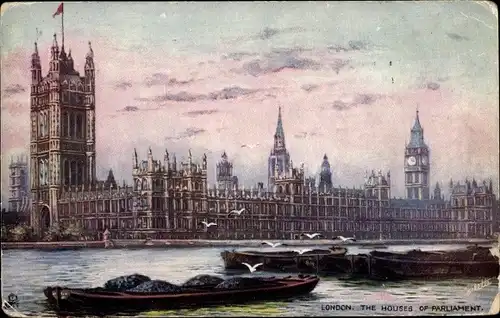 Künstler Ak London City, Houses of Parliament, Tuck