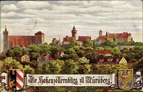 Wappen Künstler Ak Nürnberg in Mittelfranken Bayern, Hohenzollernburg, Tuck