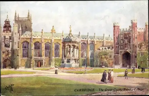 Künstler Ak Cambridge East England, The Great Court, Trinity College, Tuck 7804