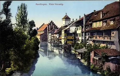 Ak Reutlingen in Württemberg, Klein Venedig, Häuser am Wasser