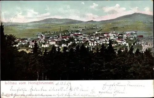Ak Löbau in Sachsen, Blick vom Honigbrunnen, Panorama vom Ort