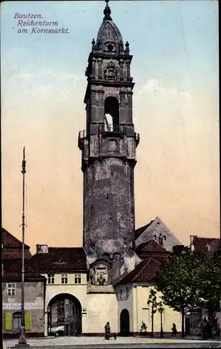 Ak Bautzen in der Oberlausitz, Reichenturm, Kornmarkt