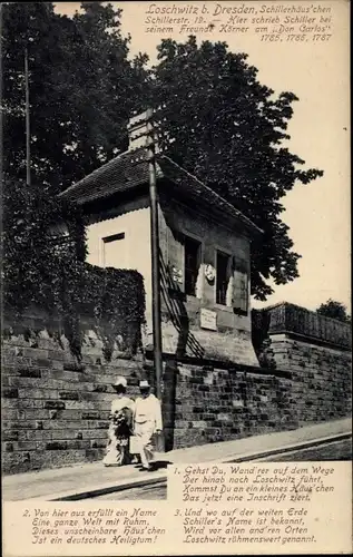 Gedicht Ak Dresden Loschwitz, Schillerhäuschen