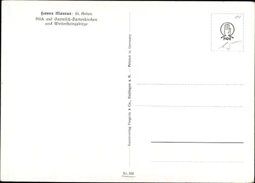 Künstler Ak Maurus, H., Garmisch Partenkirchen in Oberbayern, St. Anton, Wettersteingebirge