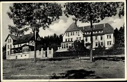 Ak Festenburg Altenau Schulenberg Clausthal Zellerfeld im Oberharz, Eisenbahnheim, Außenansicht