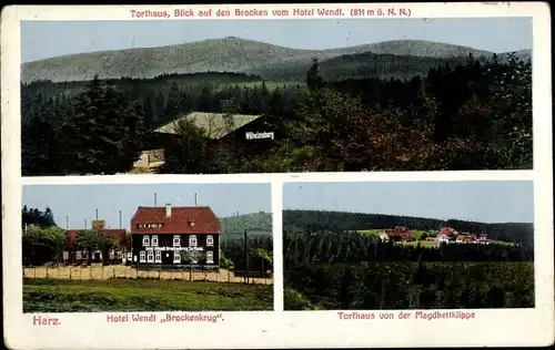 Ak Torfhaus Altenau Schulenberg Clausthal Zellerfeld im Oberharz, Hotel Wendt, Brockenkrug, Brocken