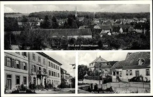 Ak Messelhausen Lauda Königshofen in Tauberfranken, Panorama, Schloss, Handlung