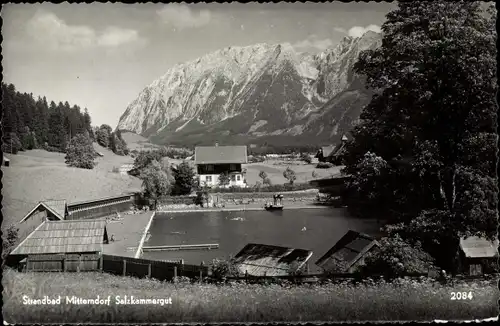 Ak Bad Mitterndorf Steiermark, Strandbad, Blick auf den Ort