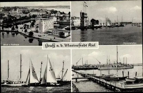 Ak Hansestadt Kiel, Olympiahafen, Kieler Förde, Blick vom Rathaus, Mole