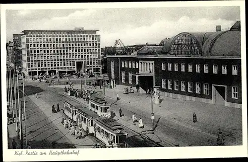 Ak Hansestadt Kiel, Partie am Hauptbahnhof, Tram 4