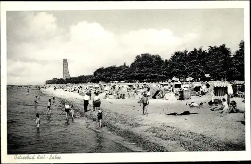 Ak Laboe Probstei Ostsee, Strandleben, Marine Ehrenmal