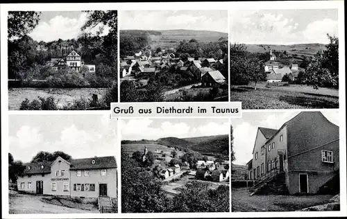 Ak Diethardt im Taunus, Panorama, Gasthaus Deutsches Haus