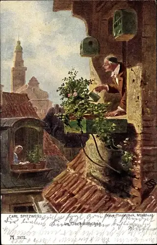 Künstler Ak Spitzweg, Carl, Im Dachstübchen