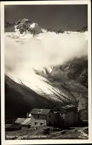 Ak Zillertal Tirol Österreich, Berliner Hütte, Alpenkamm, Wolken, Nebel