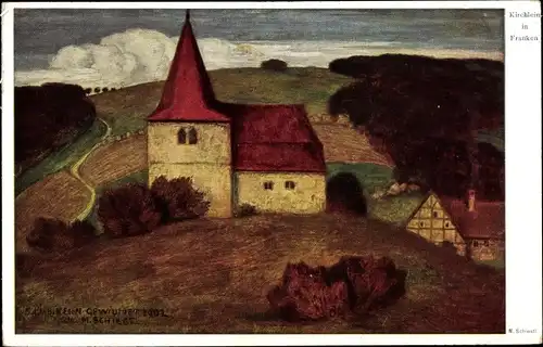 Künstler Ak Schiestl, Matthäus, Kirchlein in Franken