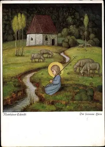 Künstler Ak Schiestl, Matthäus, Der fromme Hirte