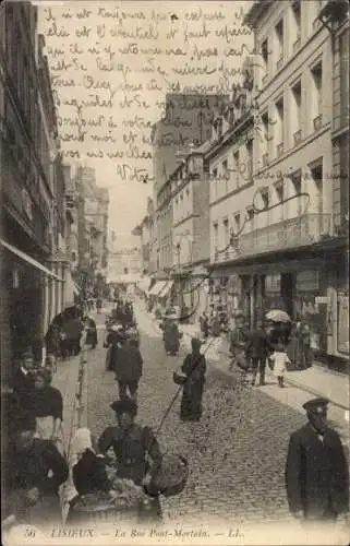 Ak Lisieux Calvados, La Rue Pont Mortain