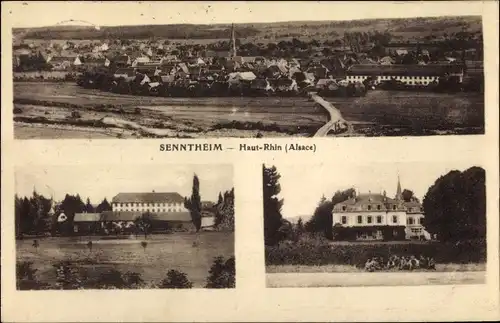 Ak Sentheim Elsass Haut Rhin, Blick auf Ortschaft und Umgebung