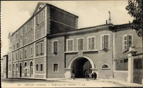 Ak Privas Ardèche, Prefecture de l'Ardèche, Eingang der Präfektur, LL.