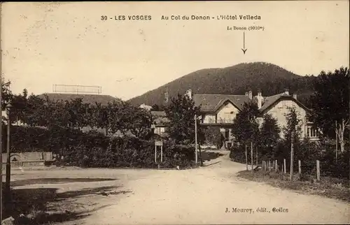 Ak Les Vosges, Vogesen, Au Col du Donon, L'Hotel Velleda, Straßenansicht