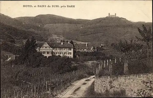 Ak Buhl Bühl Elsass Bas Rhin, Hotel et Bains du Buhl, Burgruine, Weinberge