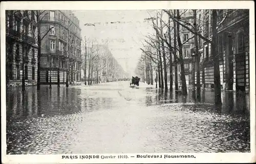 Ak Paris Frankreich, Inondé Janvier 1910, Boulevard Haussmann, Hochwasser