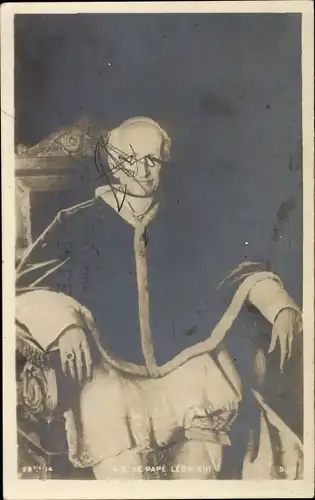 Ak Papst Leo XIII, Vincenzo Gioacchino Pecci, Portrait, sitzend