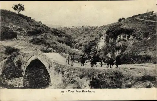 Ak Mazedonien, Vieux Pont Macedonien, Alte Brücke, Landschaftsmotiv