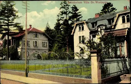 Ak Schirmeck Elsass Bas Rhin, Sanatorium Villa Dr. Woringer, Gartenansicht