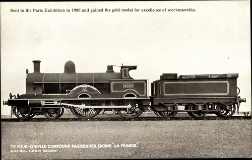 Ak Britische Eisenbahn, Dampflokomotive, Steam Locomotive, 4 Coupled Compound, La France, 4000