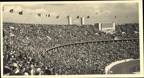 Foto Berlin Olympia 1936, Olympiastadion, Ergebnistafel