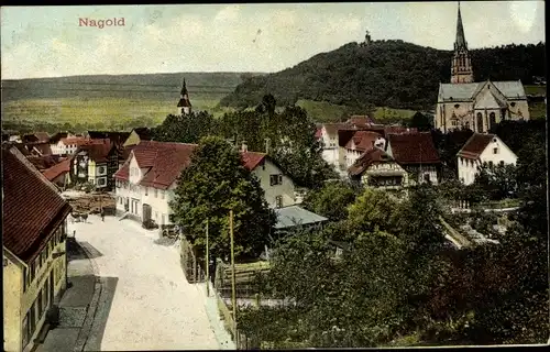 Ak Nagold Baden Württemberg, Blick auf den Ort, Kirche