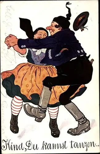 Künstler Ak Kind, Du kannst tanzen, tanzendes Paar