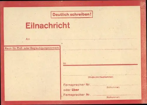 Ak Eilnachricht, Telegramm, Adresse, Lebenszeichen