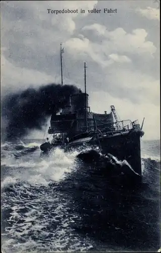 Ak Deutsches Kriegsschiff, Torpedoboot in voller Fahrt