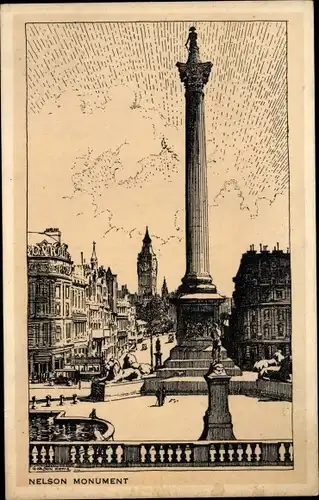 Künstler Ak Home, G., London City England, Nelson Monument
