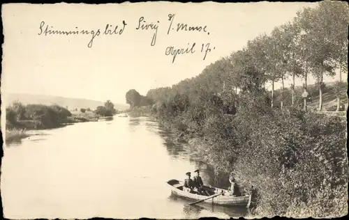 Ak Sivry Meurthe et Moselle, Flusspartie, deutsche Soldaten, Ruderer, 1. WK