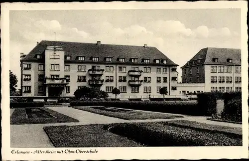 Ak Erlangen in Mittelfranken Bayern, Altersheim mit Ohm Oberschule