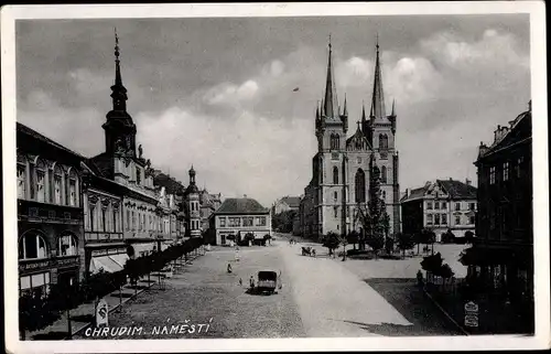 Ak Chrudim Region Pardubice, Namesti, Marktplatz, Kirche