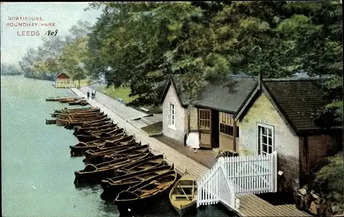 Ak Leeds Yorkshire England, Boathouse, Roundhay Park