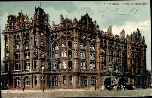 Ak Manchester North West England, Midland Hotel, Main Entrance, Peter Street