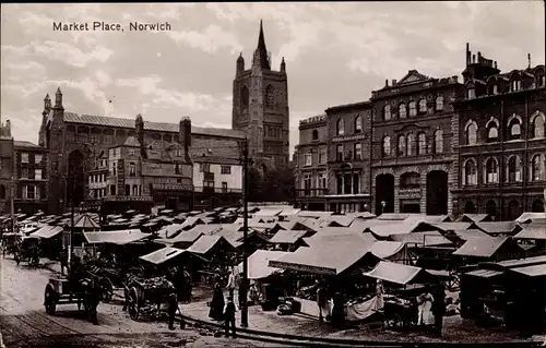 Ak Norwich Norfolk East of England, Market Place
