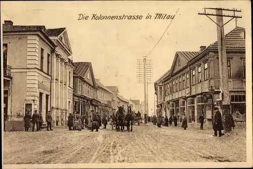 Ak Jelgava Mitau Lettland, Kolonnenstraße, deutsche Soldaten