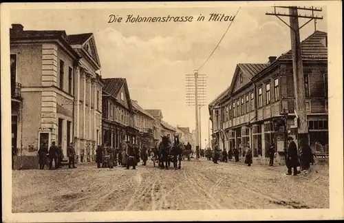 Ak Jelgava Mitau Lettland, Kolonnenstraße, deutsche Soldaten