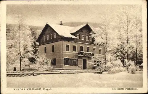 Ak Kipsdorf Altenberg im Erzgebirge, Pension Frieser, Winteransicht