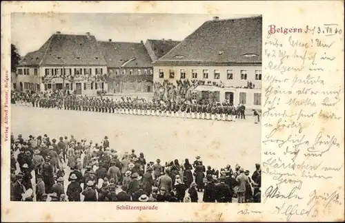 Ak Belgern Schildau in Sachsen, Schützenparade, Zuschauer