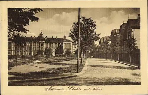 Ak Mittweida in Sachsen, Schulstraße mit Schule