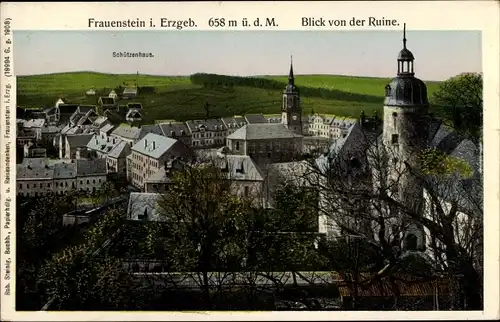 Ak Frauenstein im Erzgebirge, Blick von der Ruine, Schützenhaus