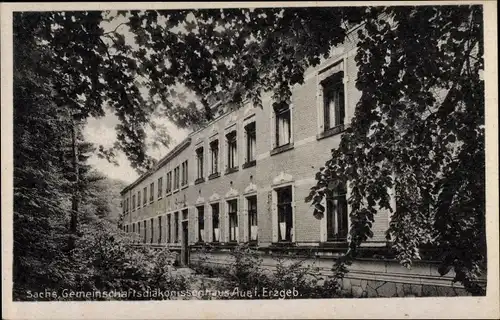 Ak Aue im Erzgebirge Sachsen, Gemeinschaftsdiakonissenhaus, Außenansicht, Fenster, Bäume